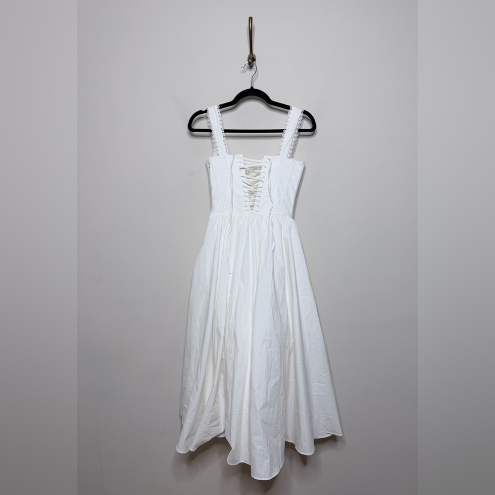 House of CB Amara White Stretch Cotton Corset Midi Dress - Picture 11 of 11